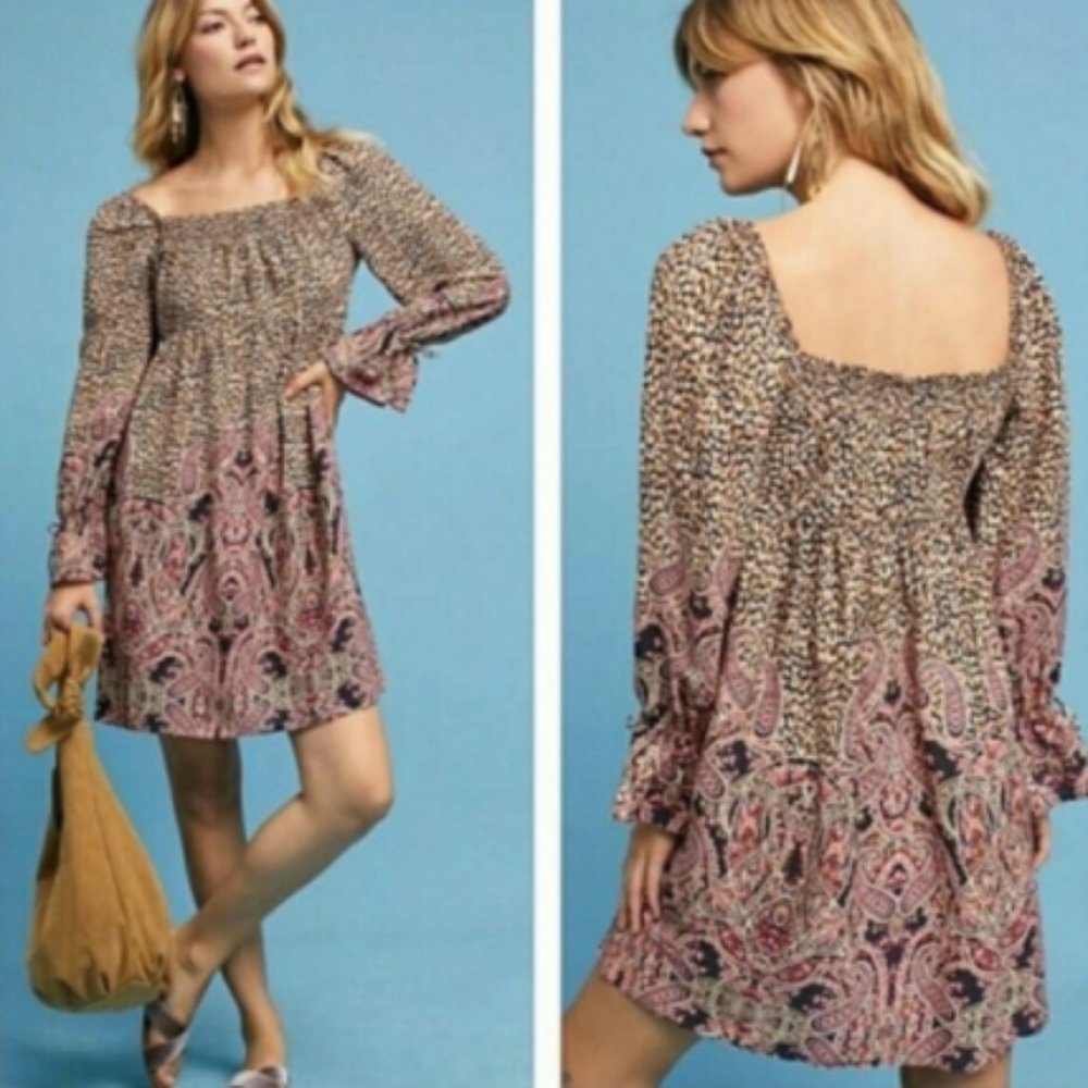 EUC Anthropologie Maeve Long Sleeve Babydoll Dress